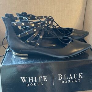 White House Black Market Belle Strappy Flats Size 8 NEW